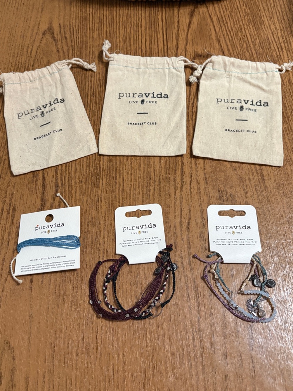 Pura Vida Mixed Bracelet Trio with Canvas Pouches — Blue, Burgundy, Mauve - Picture 1 of 7